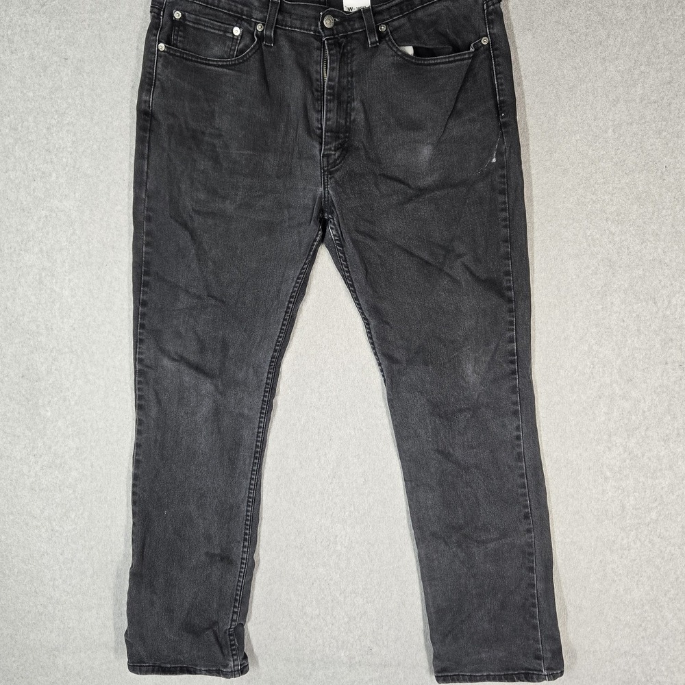 Levi's 514 Men Jeans 36X32 Black Denim 30" Inseam Stretch READ
